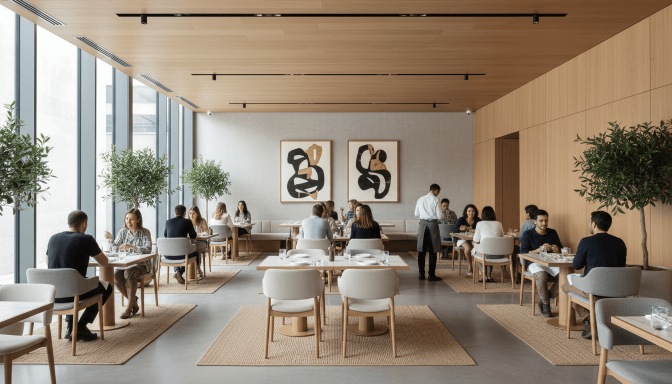 Freshly painted restaurant interior with clean neutral walls