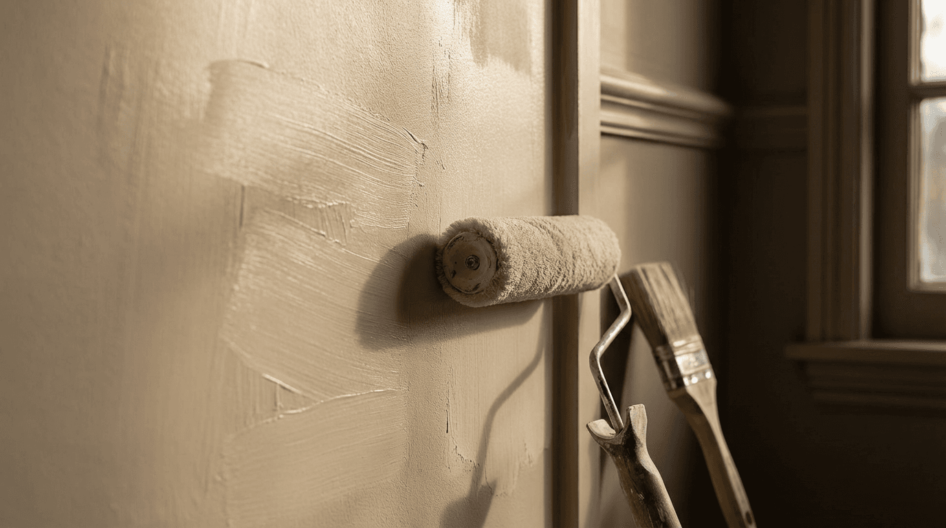 Freshly painted wall with a smooth, even finish in a bright room